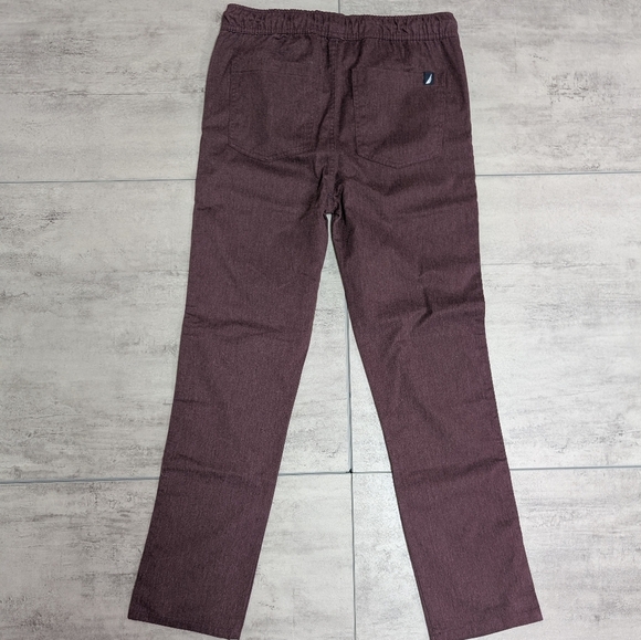 Nautica Burgundy Plum Pull On Stretch Waist Drawstring Pants Youth Size Large 14 - Picture 7 of 8